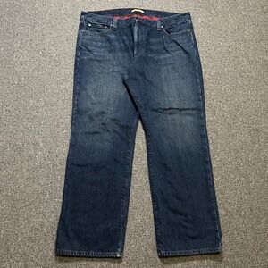 LLBean Men's Standard Fit Flannel Lined‎ Blue Denim Jeans 42x32 Dark Wash